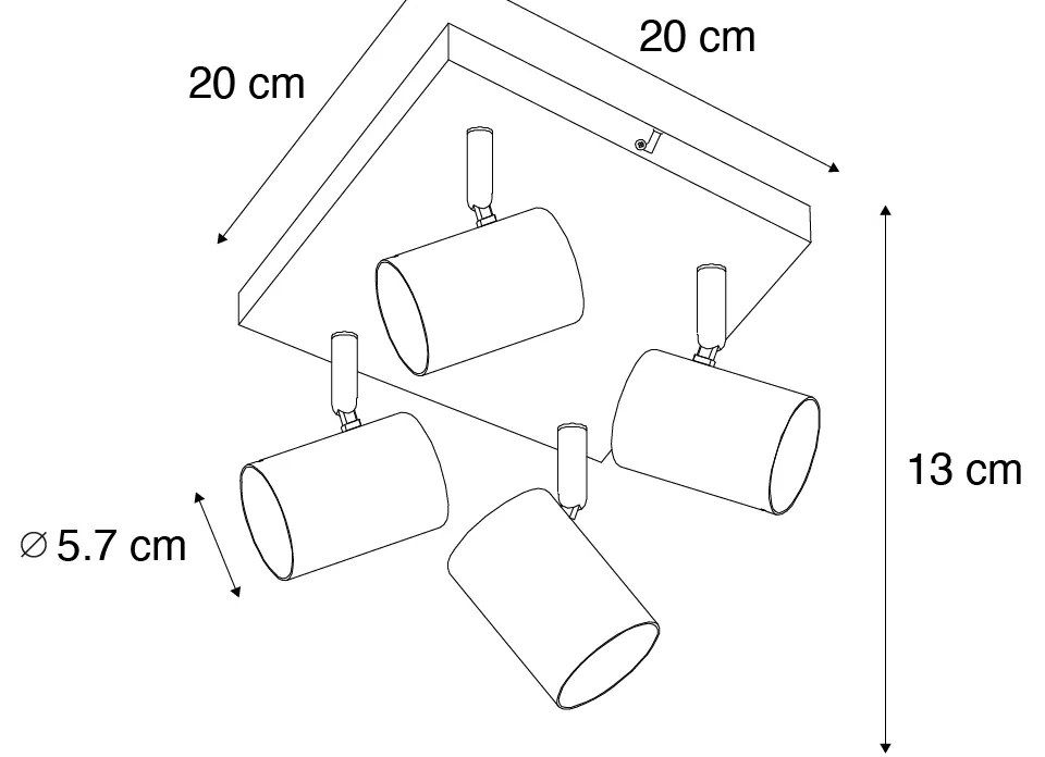 Moderné stropné svietidlo bronzové 4-žiarovkové nastaviteľné obdĺžnikové - Jeana