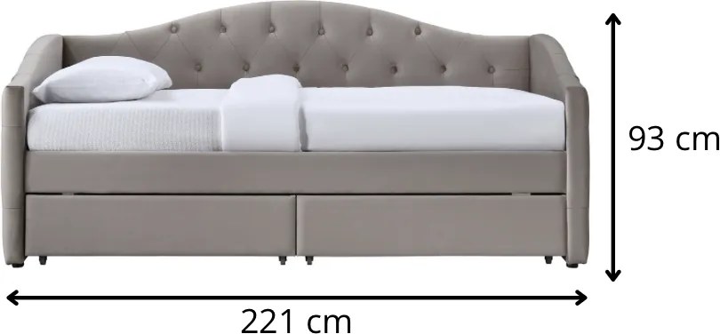 Čalúnená posteľ Aloha so zásuvkami 90x200 cm béžová