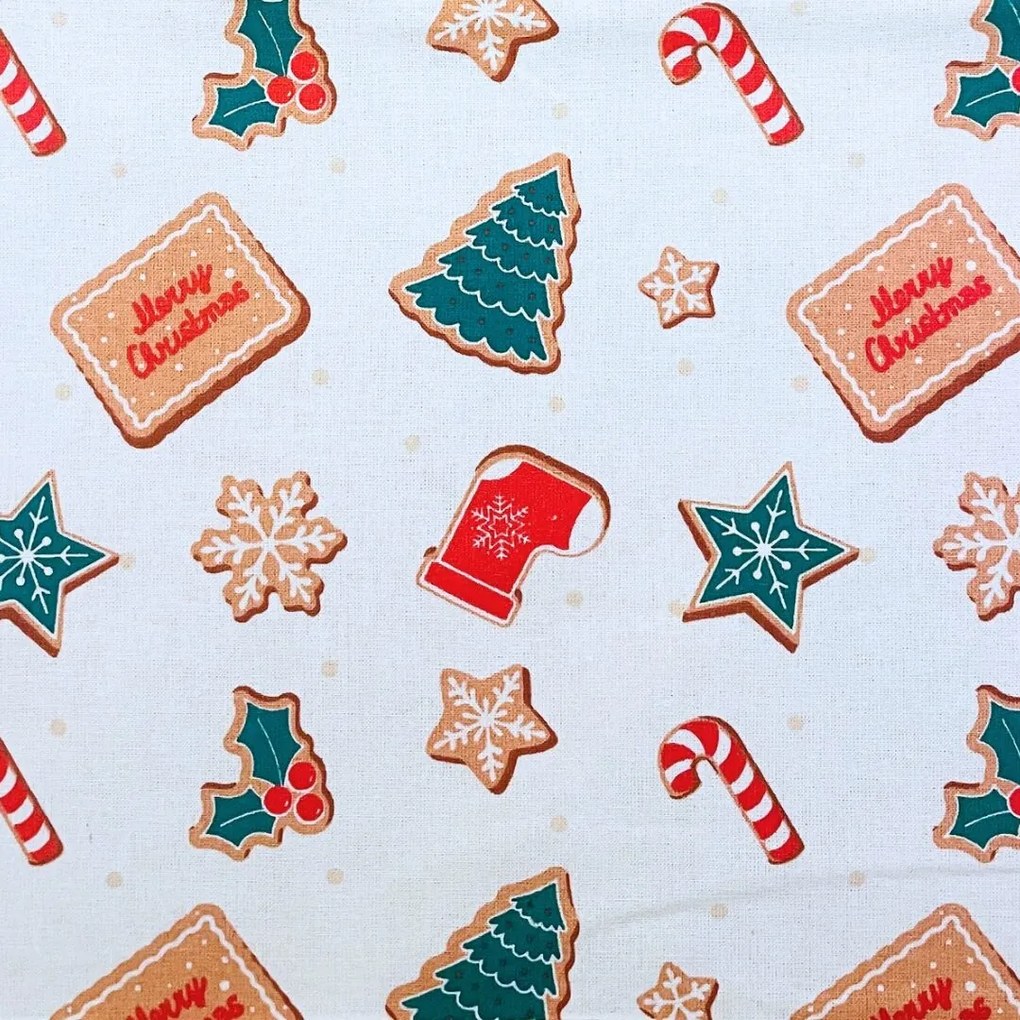 Kuchynská zástera bavlnená Vianočná perníky Hnedo-biela TiaHome