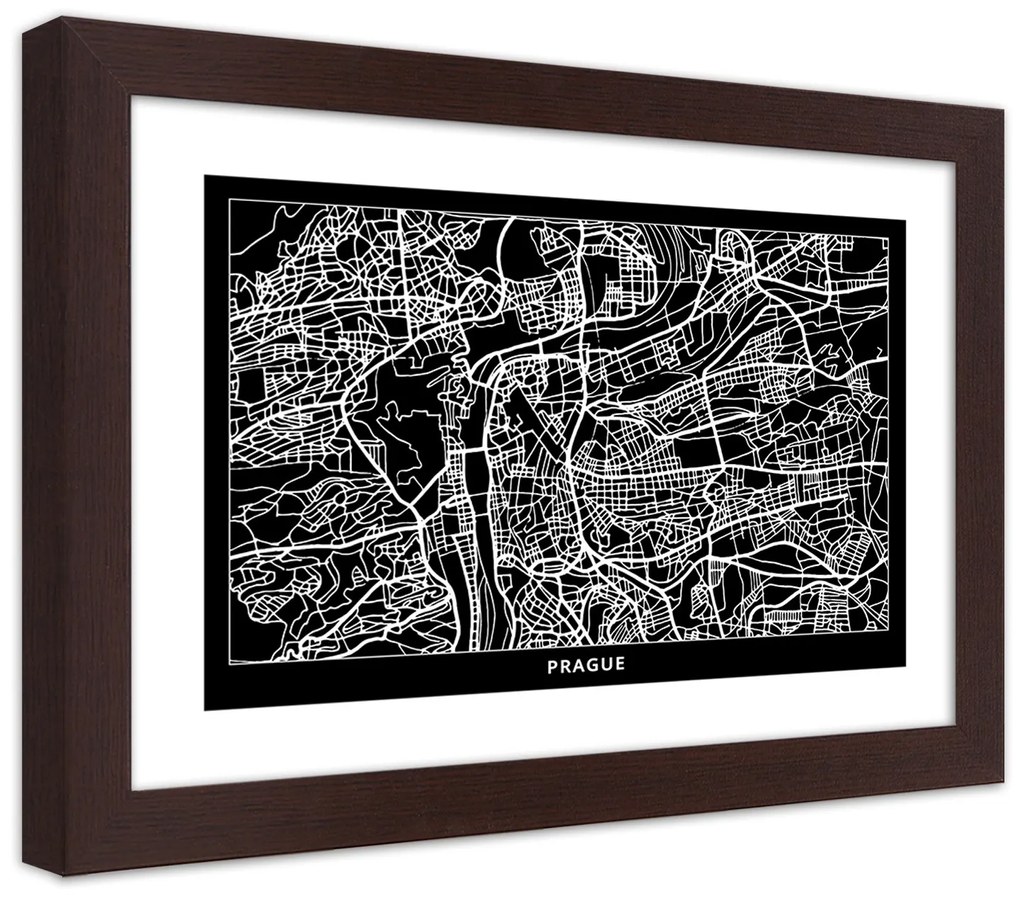 Gario Plagát City plan Prague Farba rámu: Bez rámu, Rozmery: 90 x 60 cm