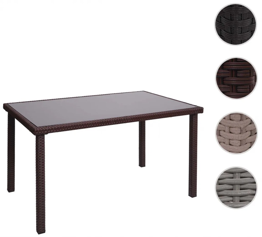 Záhradný stôl HWC-G19, polyratan,120x75cm - hnedá