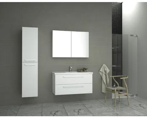 Kúpeľňová zostava Sanox Seville prírodný kameň zrkadlo 100 cm 2 otvory biela s LED