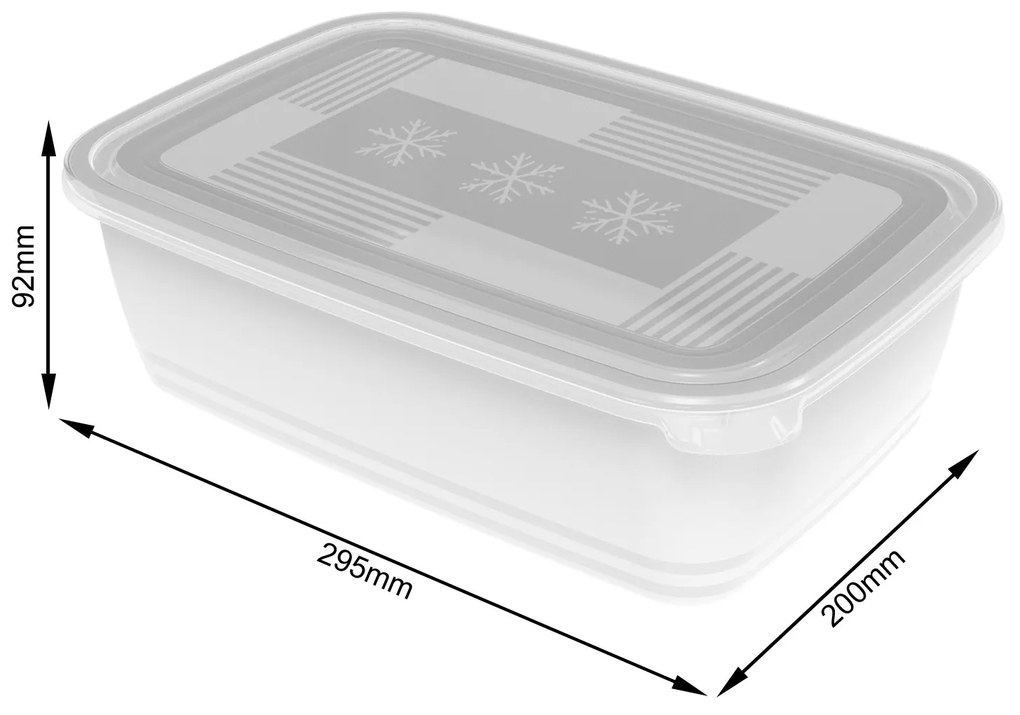 Plastové dózy do mrazničky, Rotho FREEZE, biela, 1 x 3,7l (30x20x9)