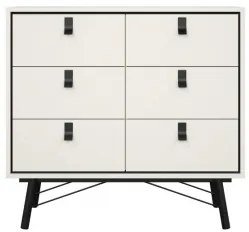Komoda Rainy 102 cm so zásuvkami biela/čierna