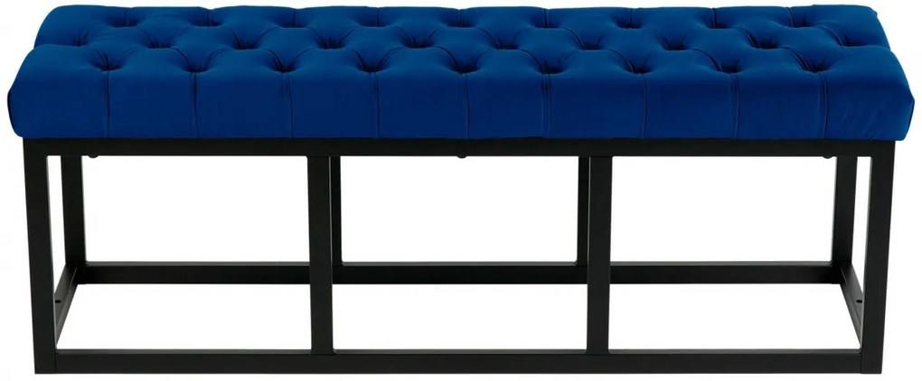 Lavica Polson - zamat, čierny rám 120 cm - Modrá