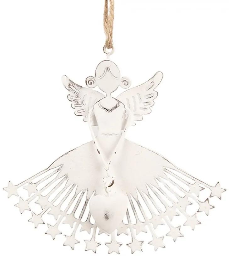 Biela antik závesná dekorácia anjel - 13*12 cm