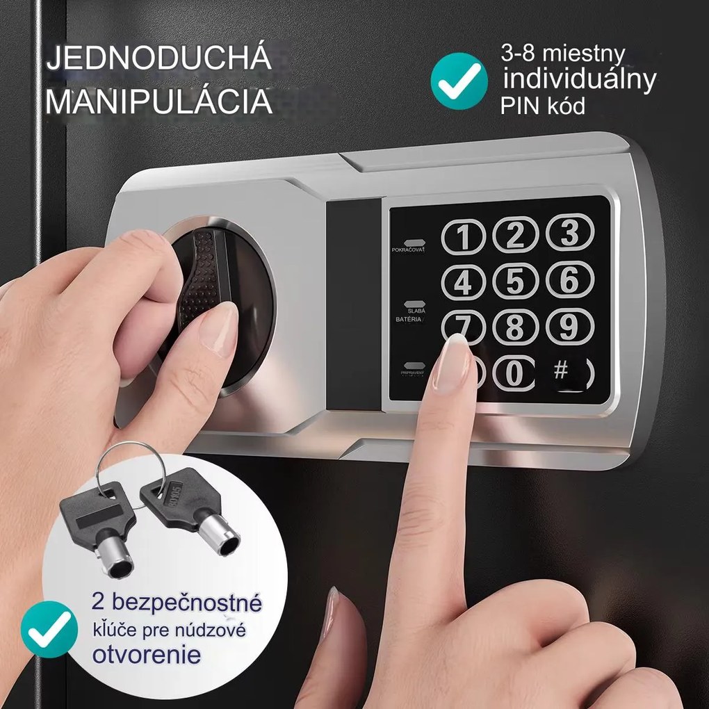 InternetovaZahrada Bezpečnostný trezor Defer Plus - 35x40x40cm čierny