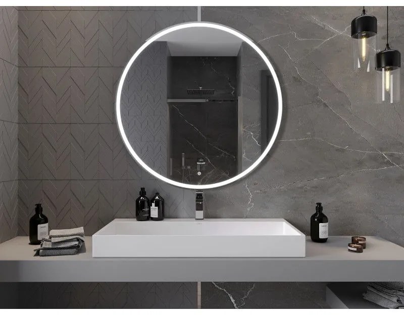 Mexen Gobi, LED okrúhle kúpeľňové zrkadlo s podsvietením 100 cm, 6000K, ochrana proti zahmlievaniu, 9801-100-100-611-00