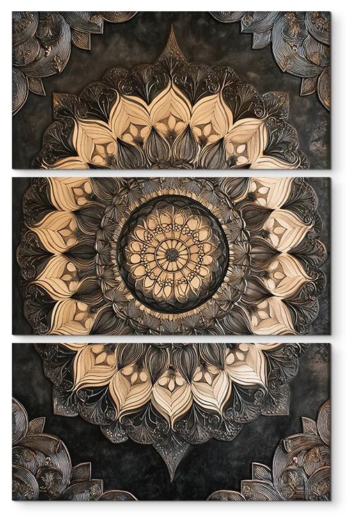 drevko | 3-dielna mandala Zemská rovnováha 76 x 50 cm