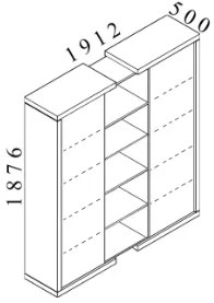 Vysoká skriňa Lineart 191,2 x 50 x 187,6 cm