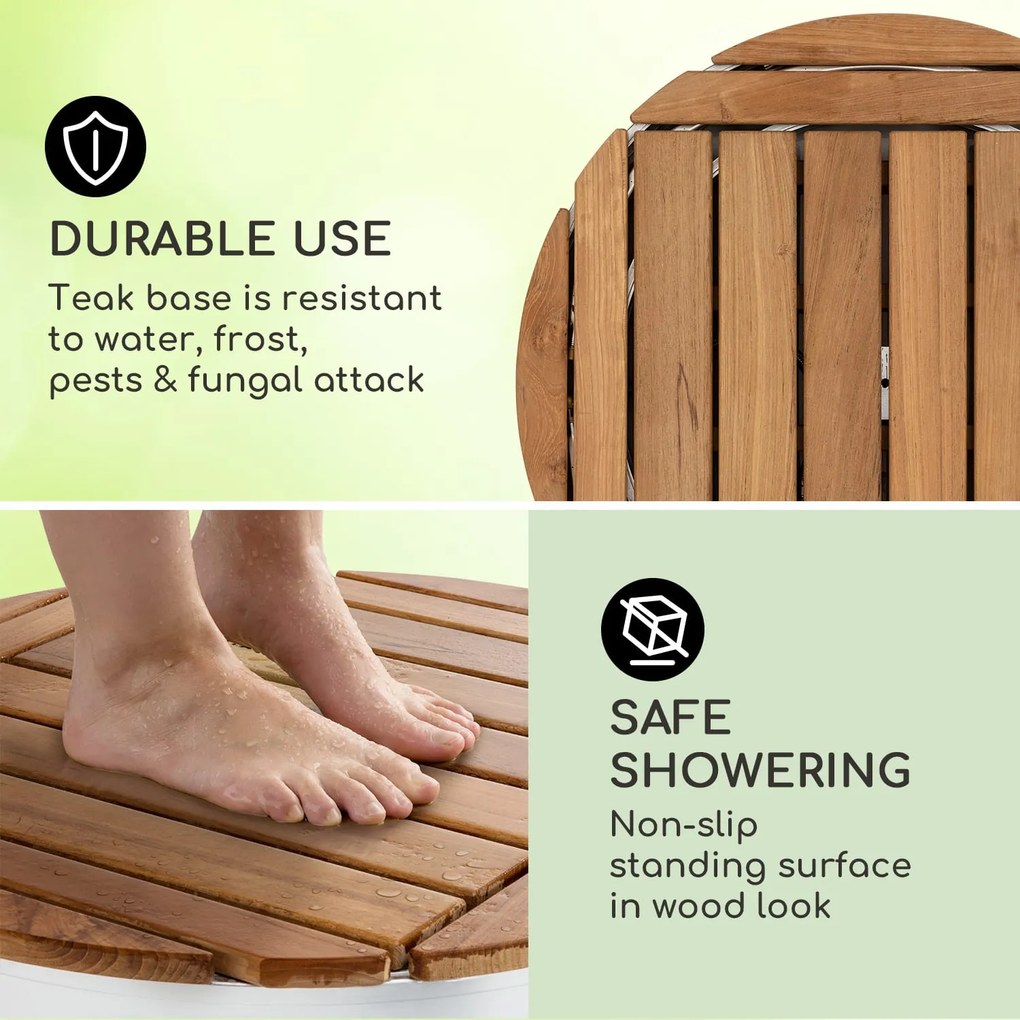Sumatra Teak Round, záhradná sprcha, hliník, tíkové drevo, rukoväť