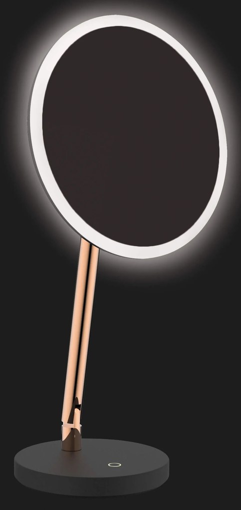 Deante Silia, voľnestojace kozmetické LED zrkadielko na ramene, zväčšenie (3x), ružové zlato-čierna, ADI_R812
