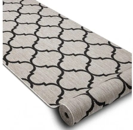 Behúň SIZAL FLOORLUX 20608, koniczyna marokánka, trellis strieborný / čierny