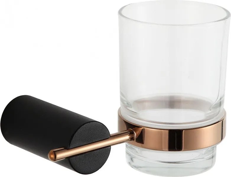 Mexen Aron pohár na zubné kefky, čierna/zlatoružová - 7088138-67