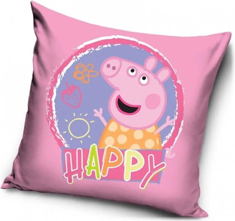 TipTrade (CZ) · Povlak na vankúš Prasiatko Peppa - Peppa Pig - motív sweet happy - 40 x 40 cm