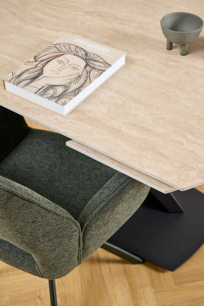 Rozkladací jedálenský stôl Morella 120/180 cm béžový/čierny