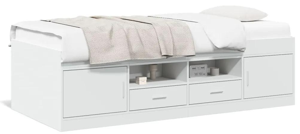 Denná posteľ so zásuvkami biela 100x200 cm kompozitné drevo 3280237