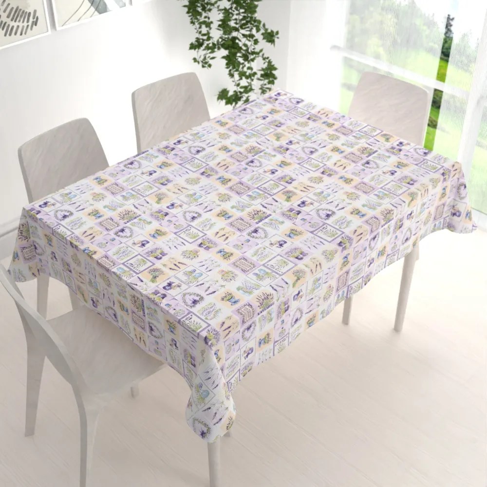 Biante Dekoračný obdĺžnikový obrus Leona LN-001 Levandule na béžovom 130x160 cm