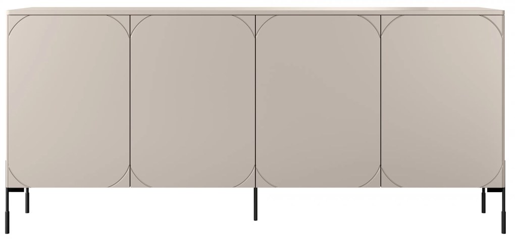 Komoda Sonatia 200 cm štvordverová - kašmír / čierne nohy
