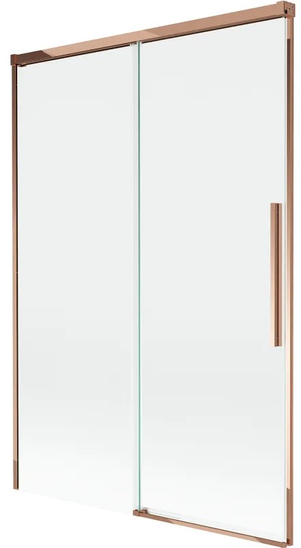 Mexen Rox, 2-krídlová posuvná vaňová zástena 120 x 150 cm, 8mm číre sklo, ružové zlato profil, 8C9-120-001-60-00
