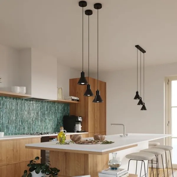 Sollux SL.0986 - Luster na lanku TALEJA 3xE27/60W/230V čierna