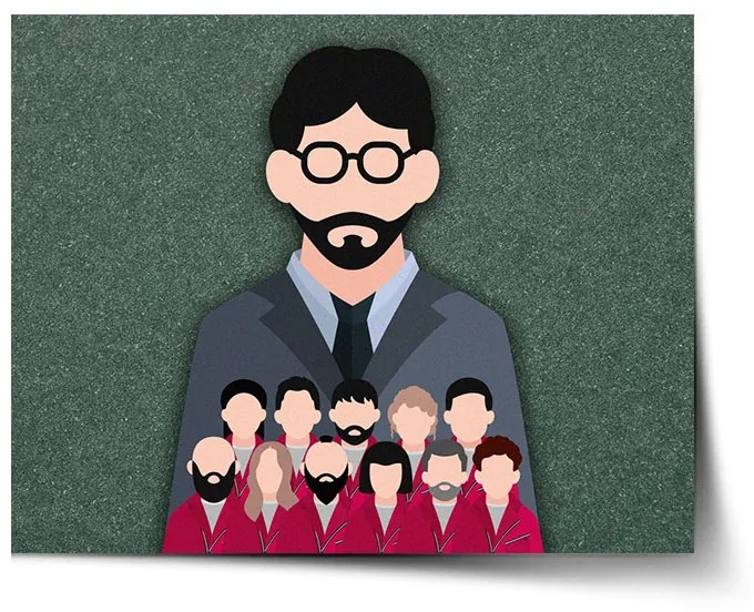 Sablio Plagát Money heist Profesor a jeho tím Zelená - 60x40 cm