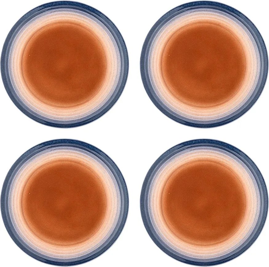 Modré/oranžové dezertné kameninové taniere v súprave 4 ks ø 20,5 cm Tatum – Bloomingville