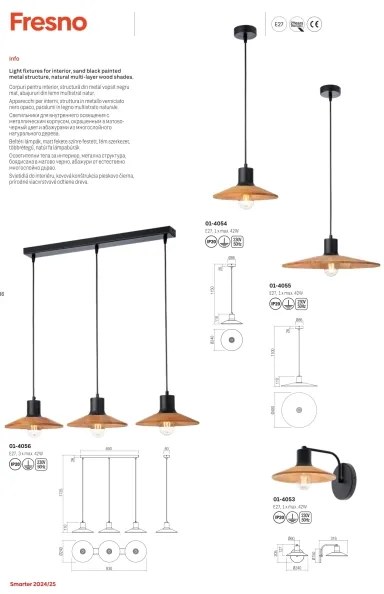 Redo 01-4055 - Luster na lanku FRESNO 1xE27/42W/230V pr. 40 cm