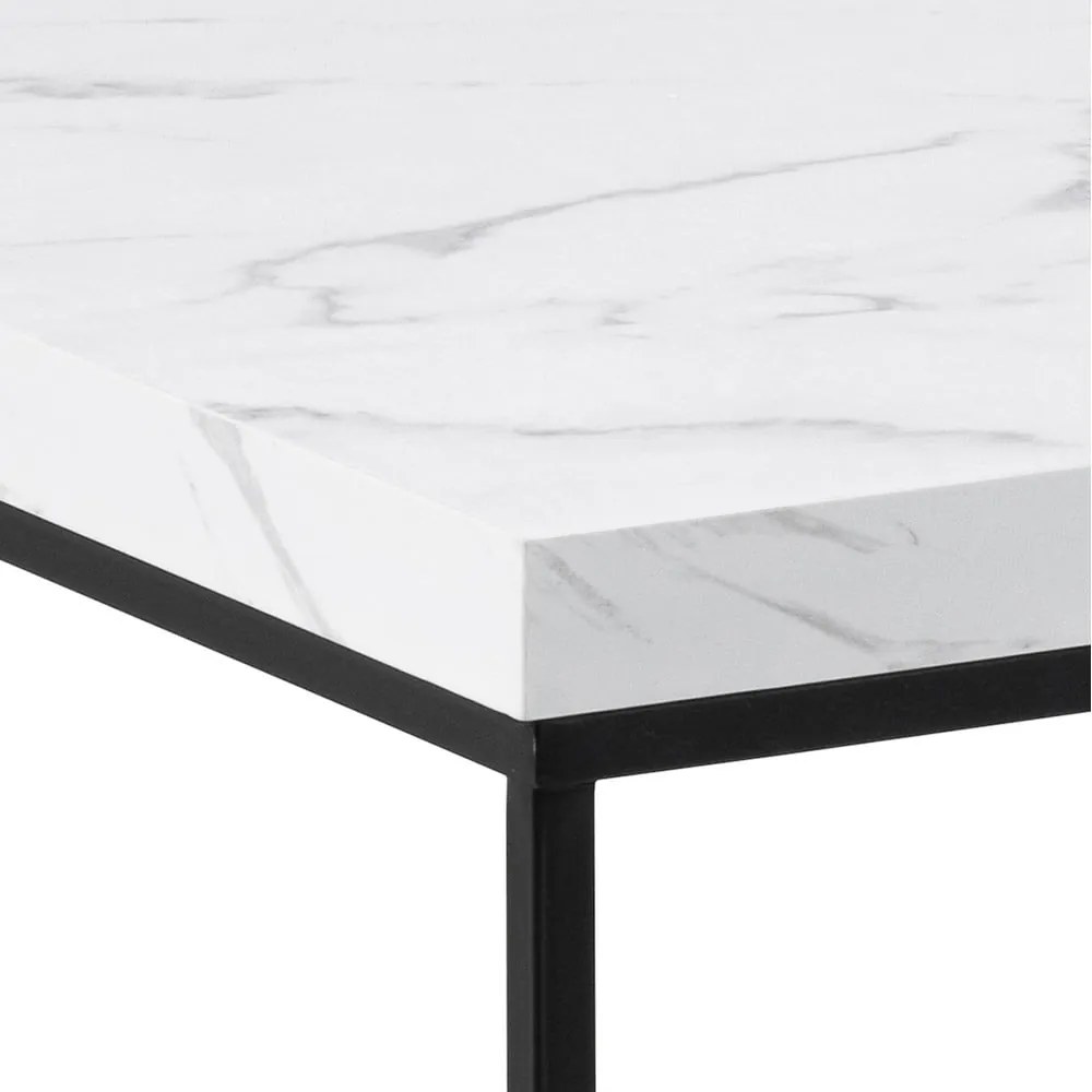 Biely konferenčný stolík s doskou v dekore mramoru 55x110 cm Barossa – Actona