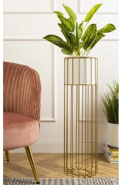 Kovový kvetináč LOFT 70x20 cm zlatá/biela