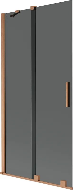 Mexen Velar, 2-krídlová posuvná vaňová zástena 95 x 150 cm, 8mm šedé sklo, medená matná, 896-095-000-41-65