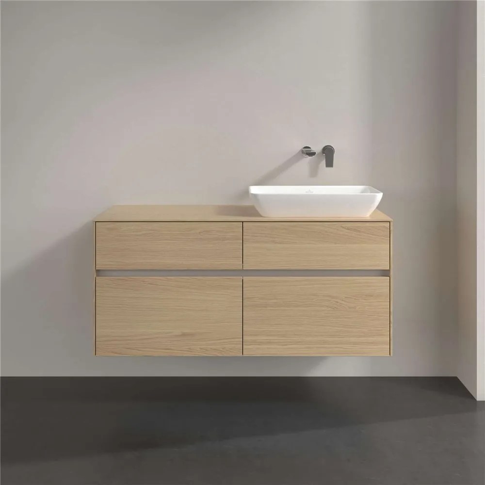 VILLEROY &amp; BOCH Collaro závesná skrinka pod umývadlo na dosku (umývadlo vpravo), 4 zásuvky, 1200 x 500 x 548 mm, Nordic Oak, C11400VJ