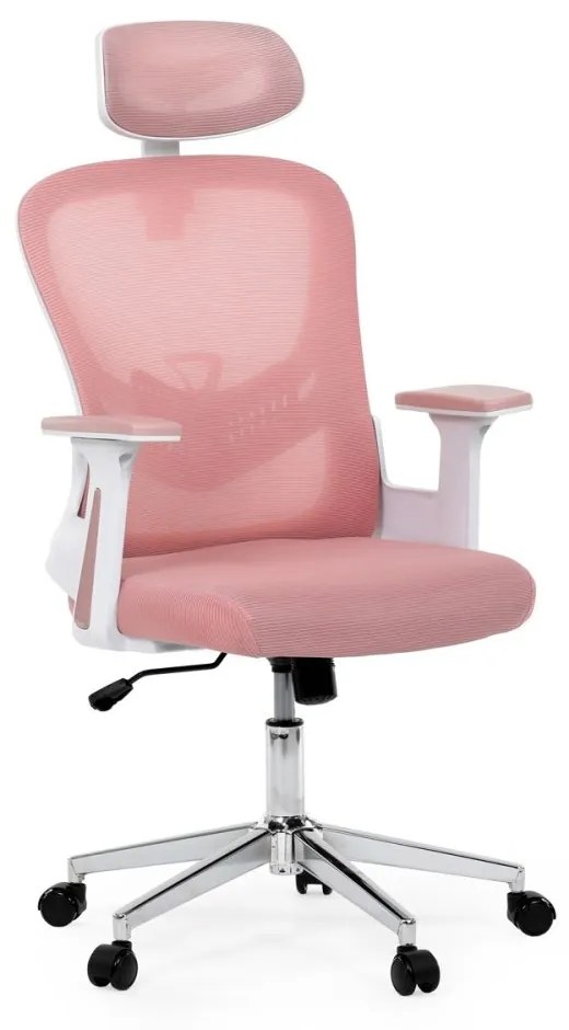 Kancelárska otočná stolička ROSE — sieť / látka, ružová