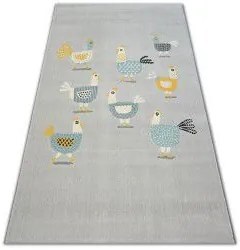 styldomova Detský sivý koberec PASTEL sliepočky