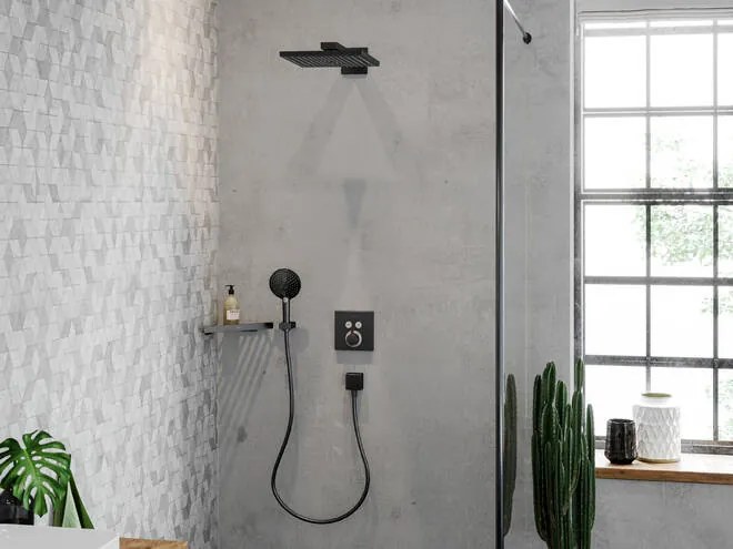 Hansgrohe Raindance E, hlavová sprcha 300 1jet so sprchovým ramenom, matná čierna, HAN-26238670