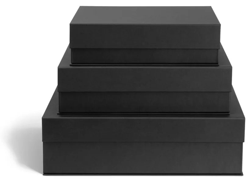 Tmavosivé kartónové úložné boxy v súprave 3 ks s vekom 42,5x29,5x13 cm Kian Paper Laminate – Bigso