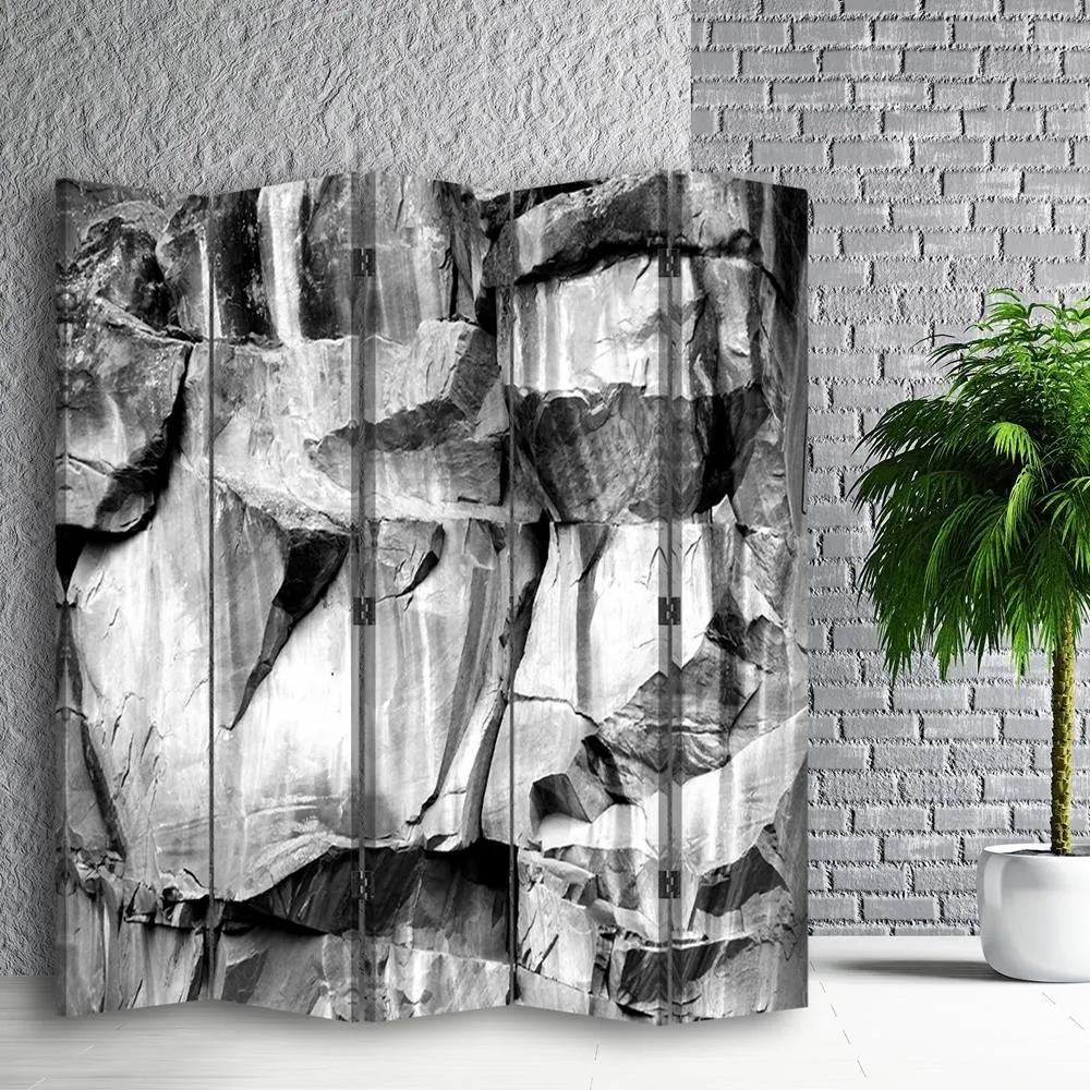 Ozdobný paraván, Extravagantní šedá - 180x170 cm, päťdielny, obojstranný paraván 360°