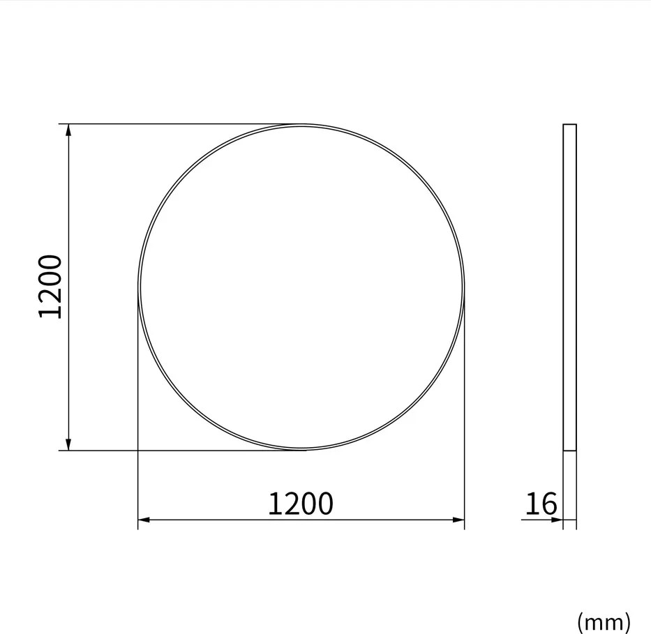 Erga Round, okrúhle zrkadlo 120cm, čierny rám, ERG-V01-ROUND-1212-BK