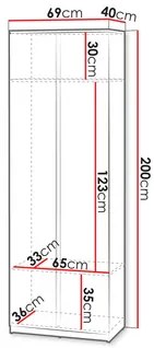 Šatníková skriňa 2D Semplo SM 01 (sivá) . Vlastná spoľahlivá doprava až k Vám domov. 1105763