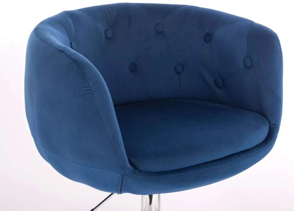 LuxuryForm DESIGN Barová stolička MONTANA VELUR na čiernom tanieri - modrá