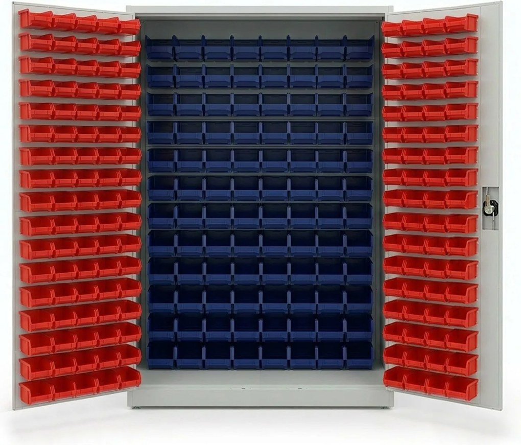 Dielenská skriňa s plastovými boxmi, 1200 x 500 x 1990 mm, 153+84 boxov