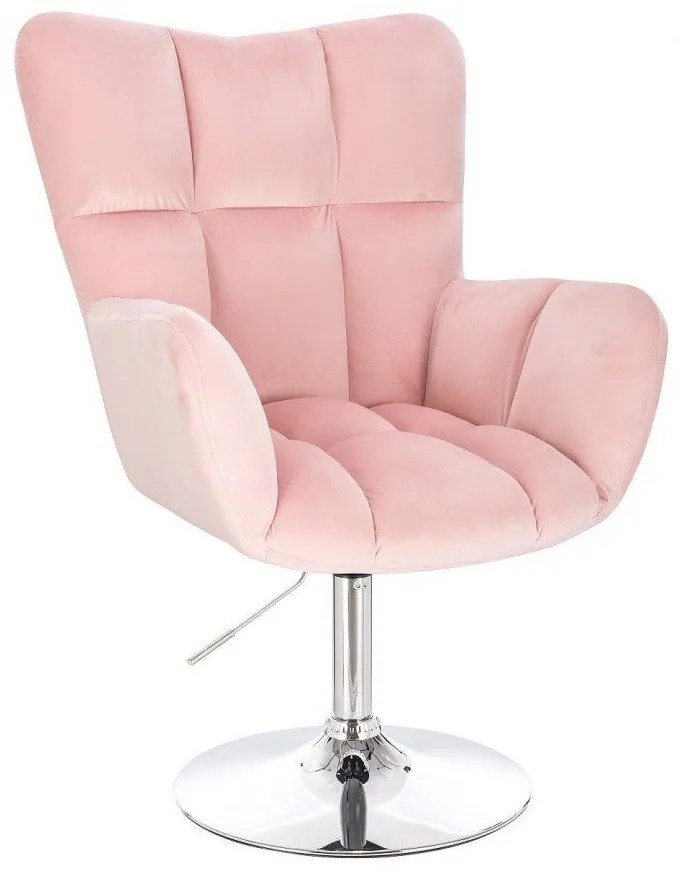 LuxuryForm DESIGN Otočné kreslo AURORA VELUR na striebornom tanieri - svetlo ružové