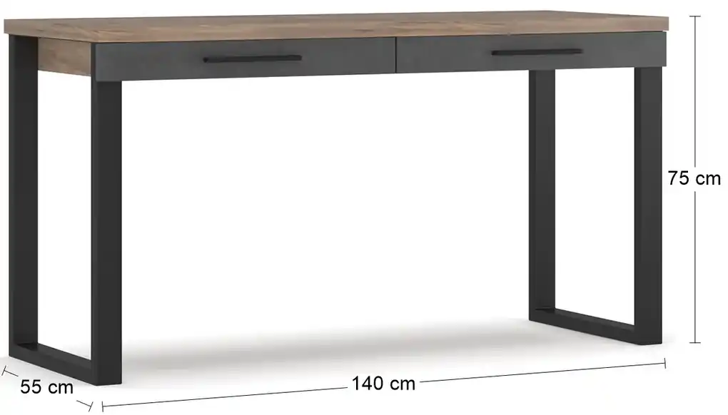 Písací stôl so zásuvkami Ovida 140 2DRWS - craft tobaco / matera | BIANO