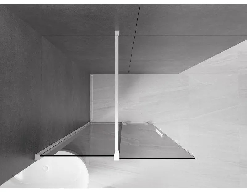 Mexen Velar, sprchová zástena s posuvnými dverami Walk-in 85 x 200 cm, 8mm šedé sklo, biela matná, 871-085-000-43-20
