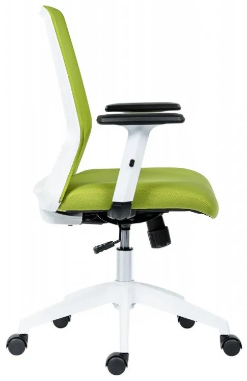 Kancelárska ergonomická stolička NOVELLO WHITE — sieť / látka, biela / zelená