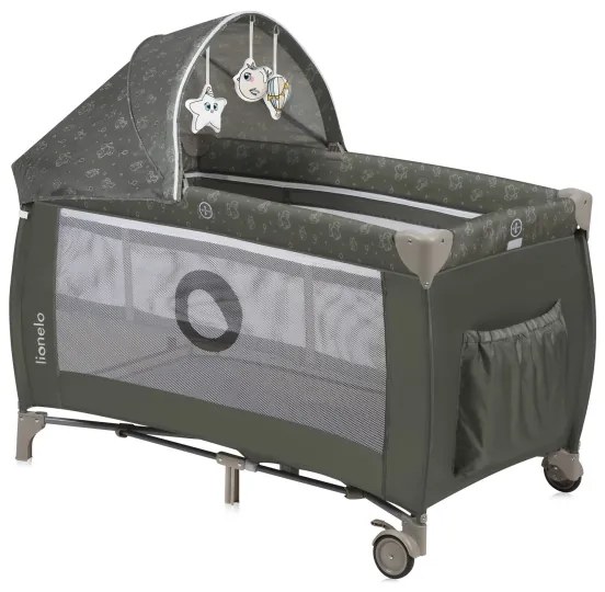Lionelo - Cestovná postieľka SVEN PLUS béžovo-olivová