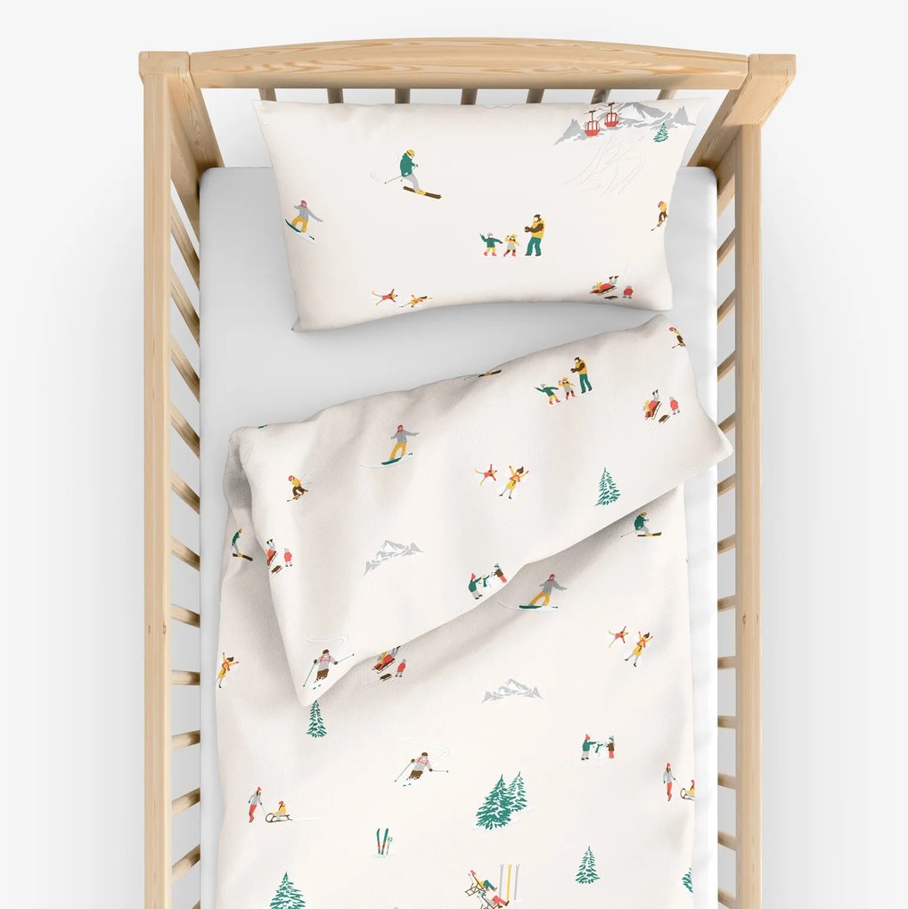 Goldea detské bavlnené obliečky do postieľky - zimné radovánky 100 x 135 a 40 x 60 cm