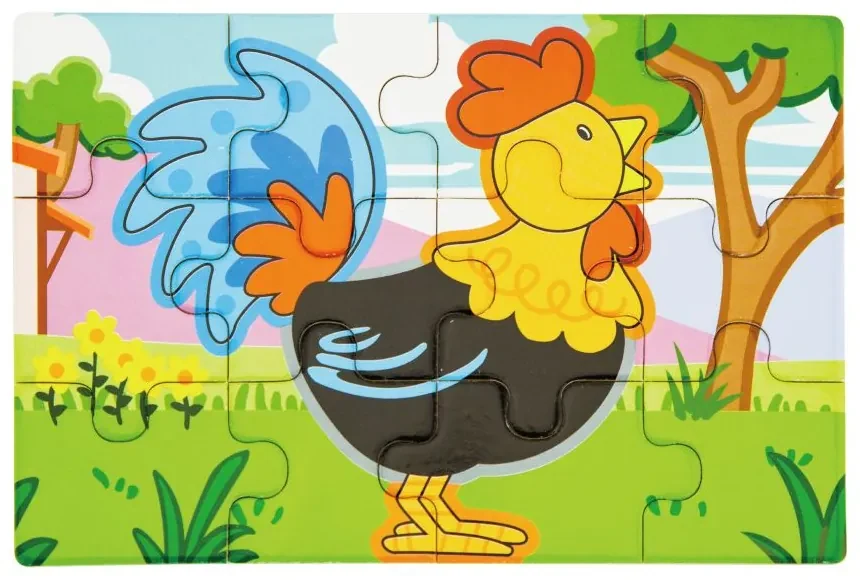 Viga drevené puzzle - farma