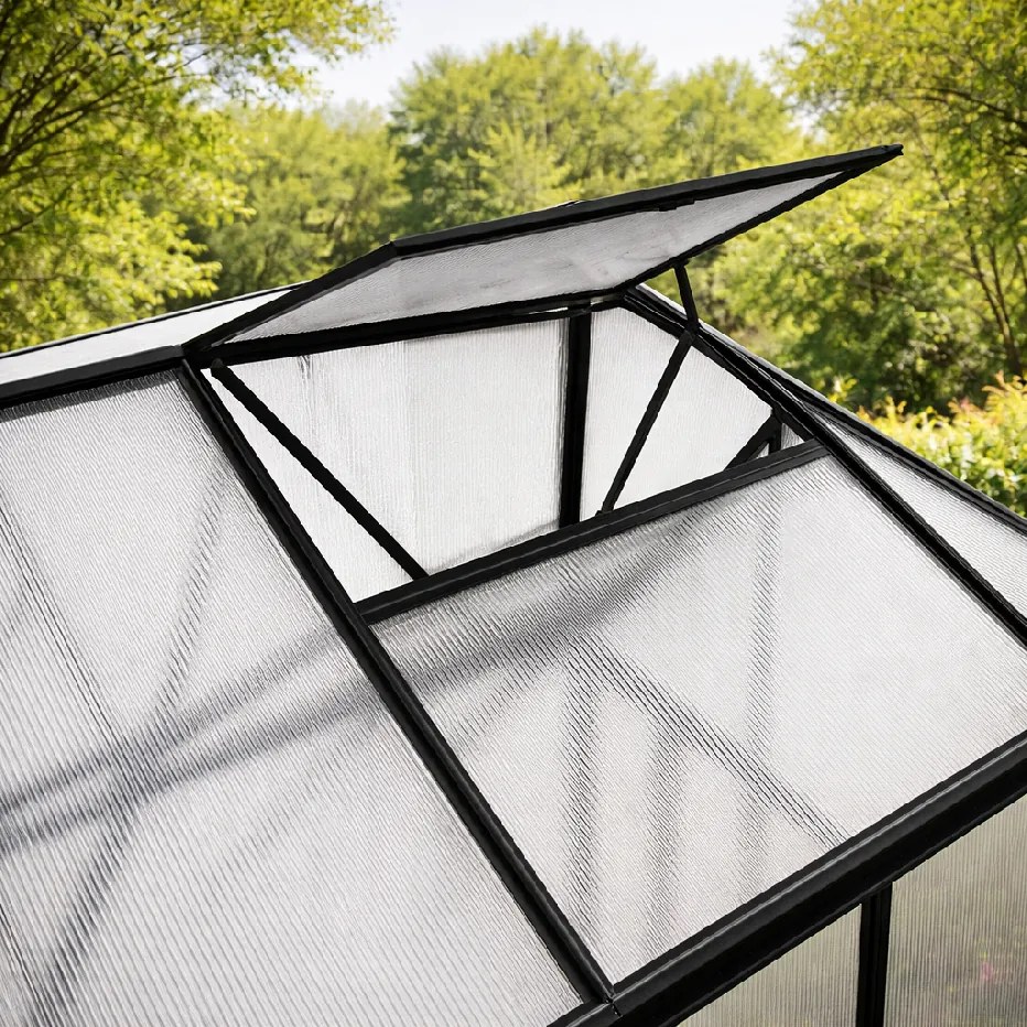 Skleník so základňou BestBerg BBGH-606B / 3,61 m² / 190 × 190 × 194 cm / čierna