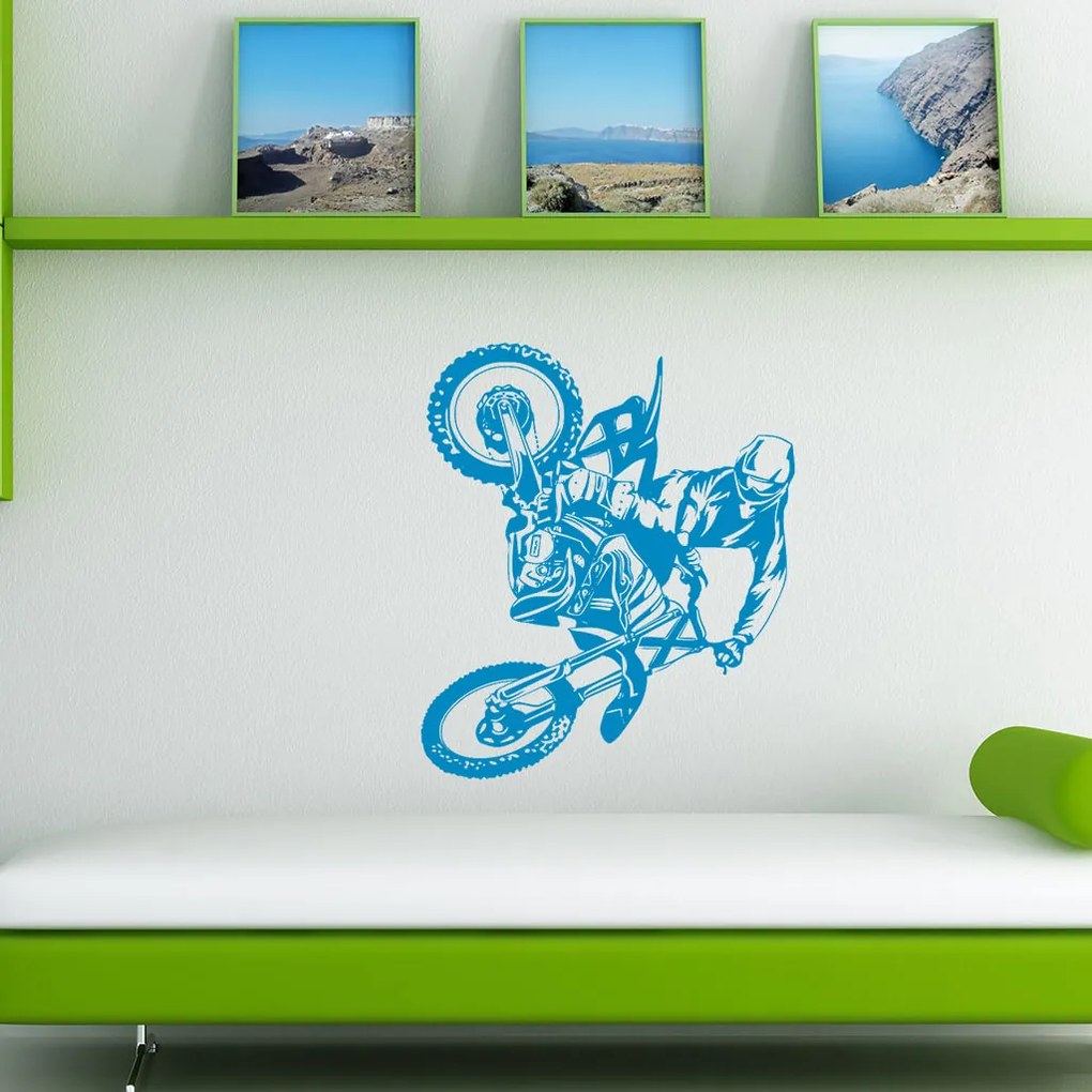 Veselá Stena Samolepka Motokros Farba: bílá, Veľkosť: 60 x 75 cm
